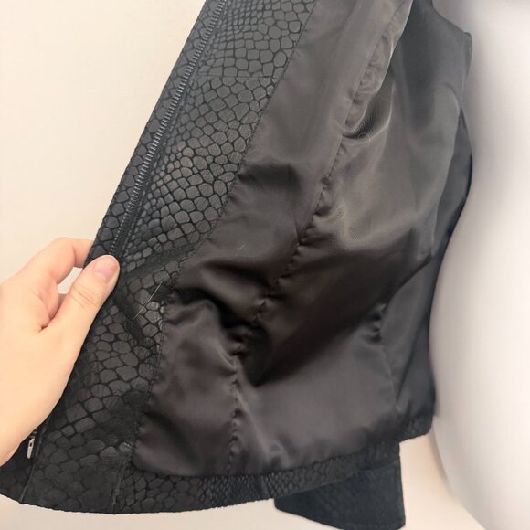 Alfani Petite Genuine Leather Jacket | Snakeskin Embossed | Satin Lined | Sz M - Picture 8 of 11